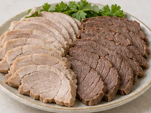 Thịt lợn, Thịt bò nấu chín