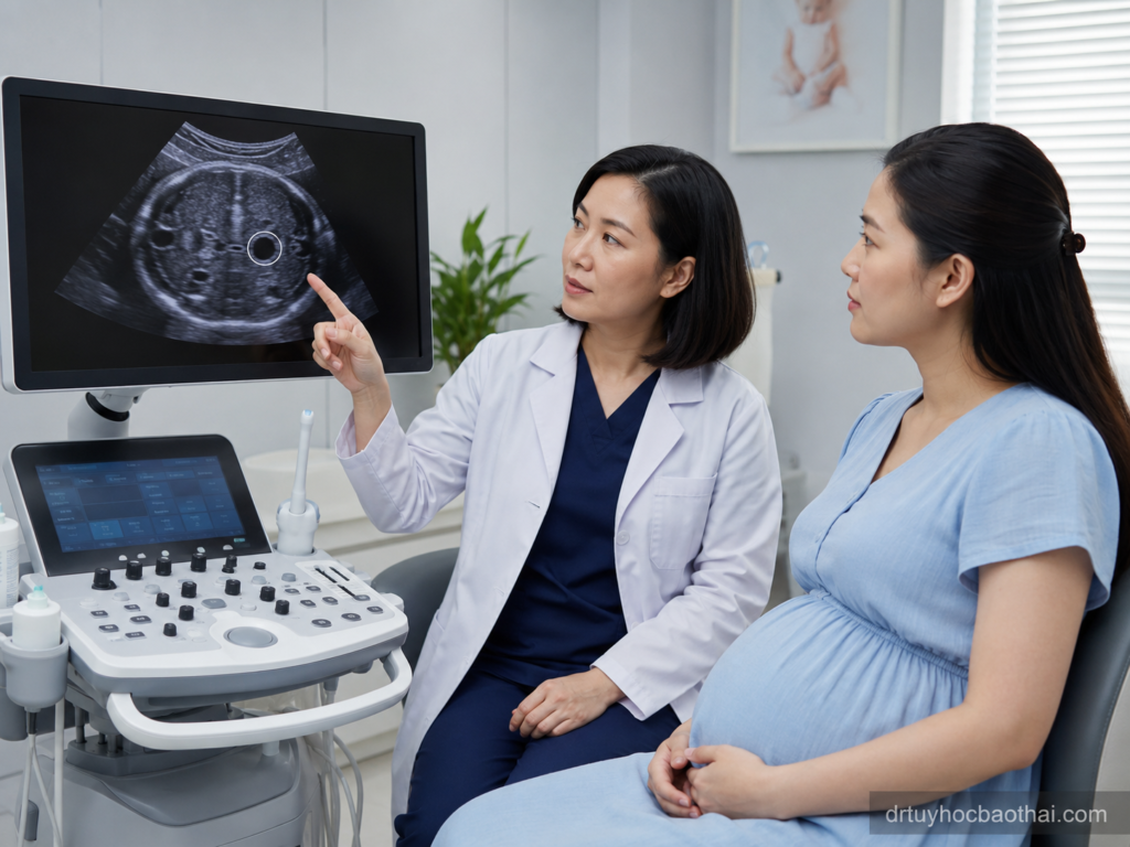 Bác sĩ tư vấn cho mẹ bầu về nang đám rối mạch mạc trên siêu âm não thai nhi