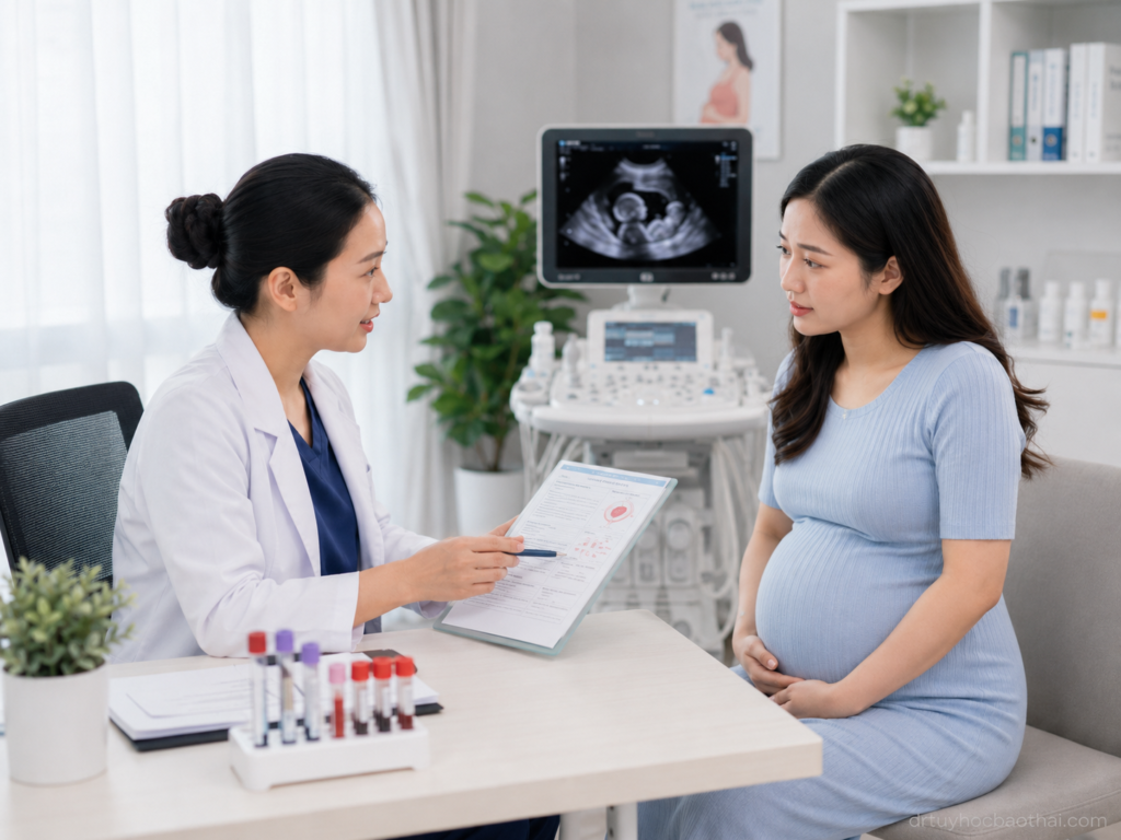 Bác sĩ tư vấn cho mẹ bầu về hội chứng antiphospholipid khi mang thai và các xét nghiệm cần theo dõi