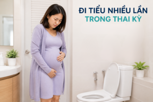 Mẹ bầu đi tiểu nhiều lần trong thai kỳ, đứng gần nhà vệ sinh và có biểu hiện khó chịu vùng bụng dưới