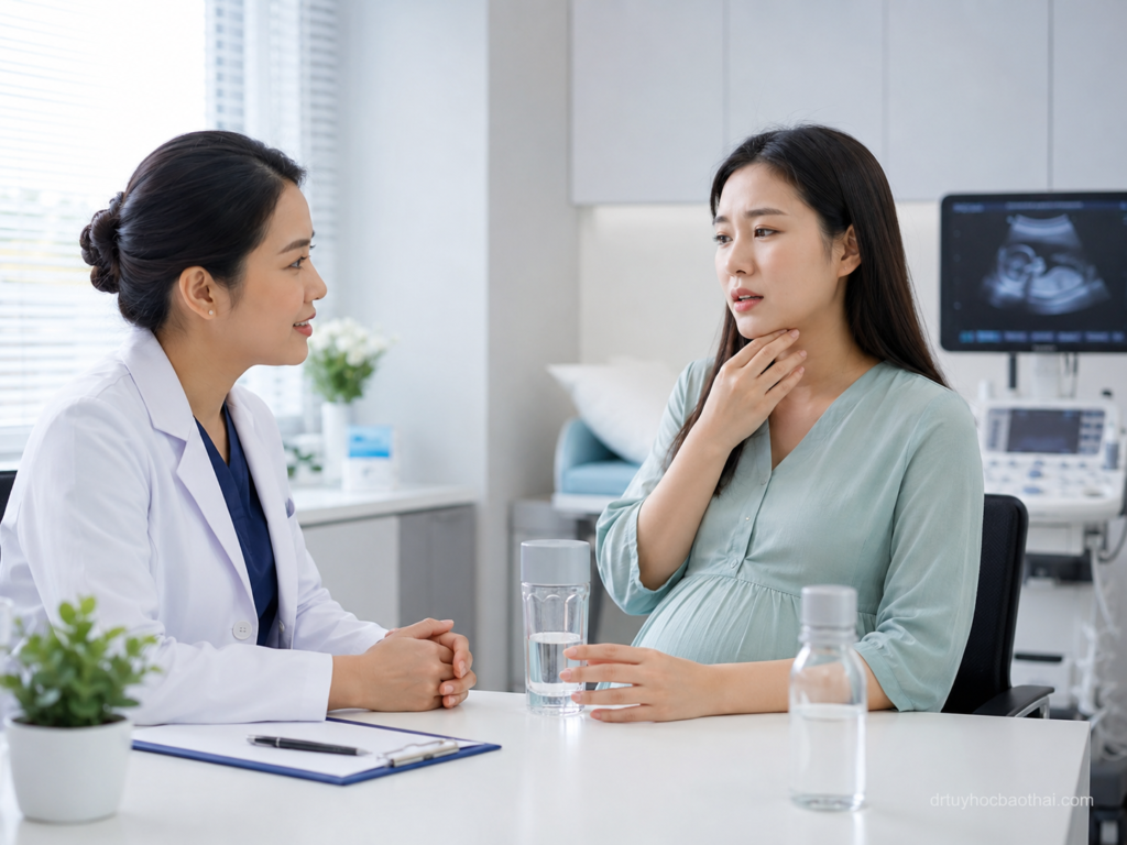 Bác sĩ tư vấn cho mẹ bầu về khô miệng khi mang thai và cách theo dõi các triệu chứng đi kèm