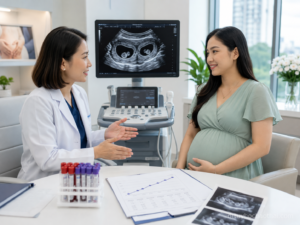 Bác sĩ tư vấn cho mẹ bầu về chỉ số beta hCG thai đôi và hình ảnh siêu âm song thai