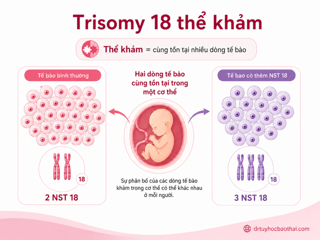 Trisomy 18 thể khảm với một số tế bào bình thường và một số tế bào có thêm nhiễm sắc thể 18