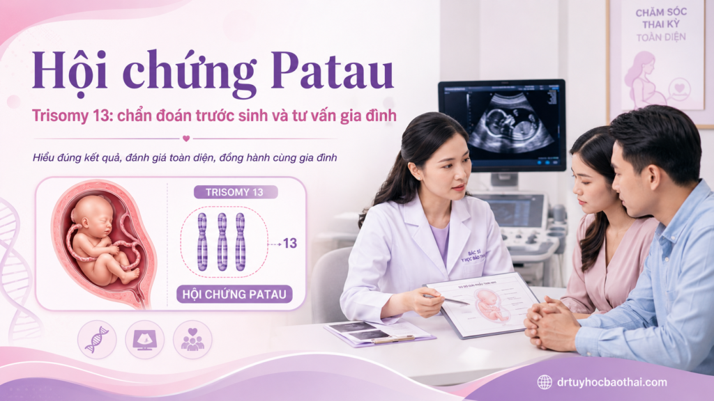 Tư vấn trisomy 13 cho bố mẹ về chẩn đoán trước sinh, tiên lượng và lựa chọn chăm sóc thai kỳ