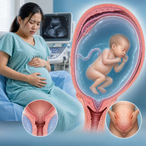 Hình minh họa đa ối gây căng tử cung và tăng nguy cơ co bóp sớm, liên quan đến nguy cơ sinh non trong thai kỳ
