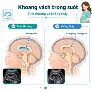 khoang vách trong suốt trên não thai nhi: so sánh trường hợp bình thường và không thấy khoang vách trên siêu âm