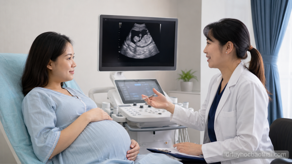 Bác sĩ tư vấn siêu âm thai phát hiện đa ối trong thai kỳ