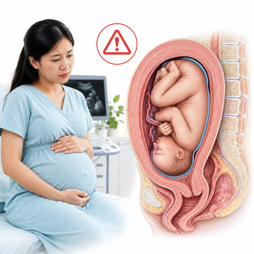 Hình ảnh minh họa thiểu ối nặng (cạn ối) khiến thai nhi bị hạn chế không gian trong tử cung, nguy cơ chèn ép và suy thai