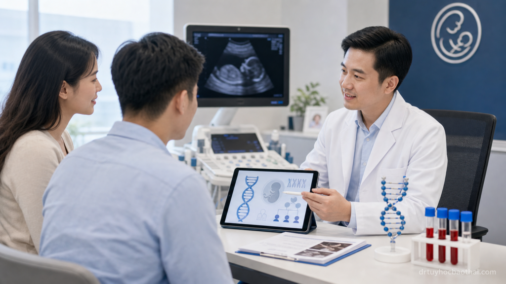 Bác sĩ tư vấn cho thai phụ Khi nào cần xét nghiệm di truyền trước sinh