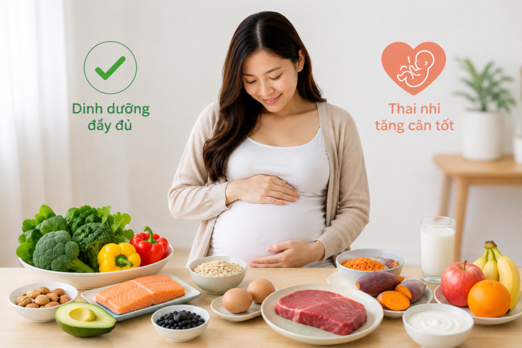 Mẹ bầu lựa chọn thực phẩm giàu dinh dưỡng để hỗ trợ thai nhi tăng cân tốt trong thai kỳ