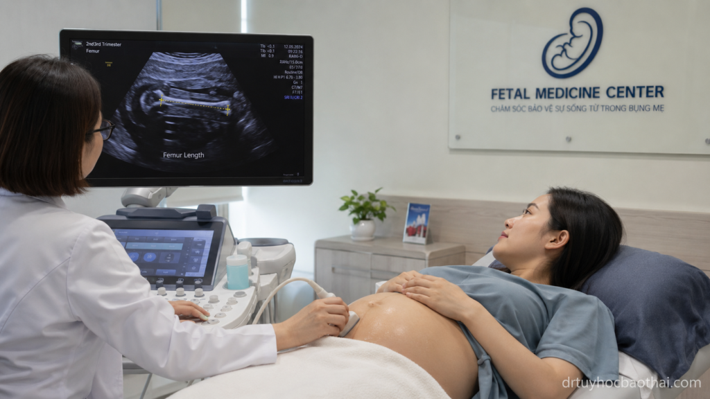siêu âm đo chiều dài xương đùi thai nhi