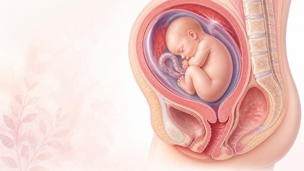 Minh họa giải phẫu tử cung và cổ tử cung trong thai kỳ