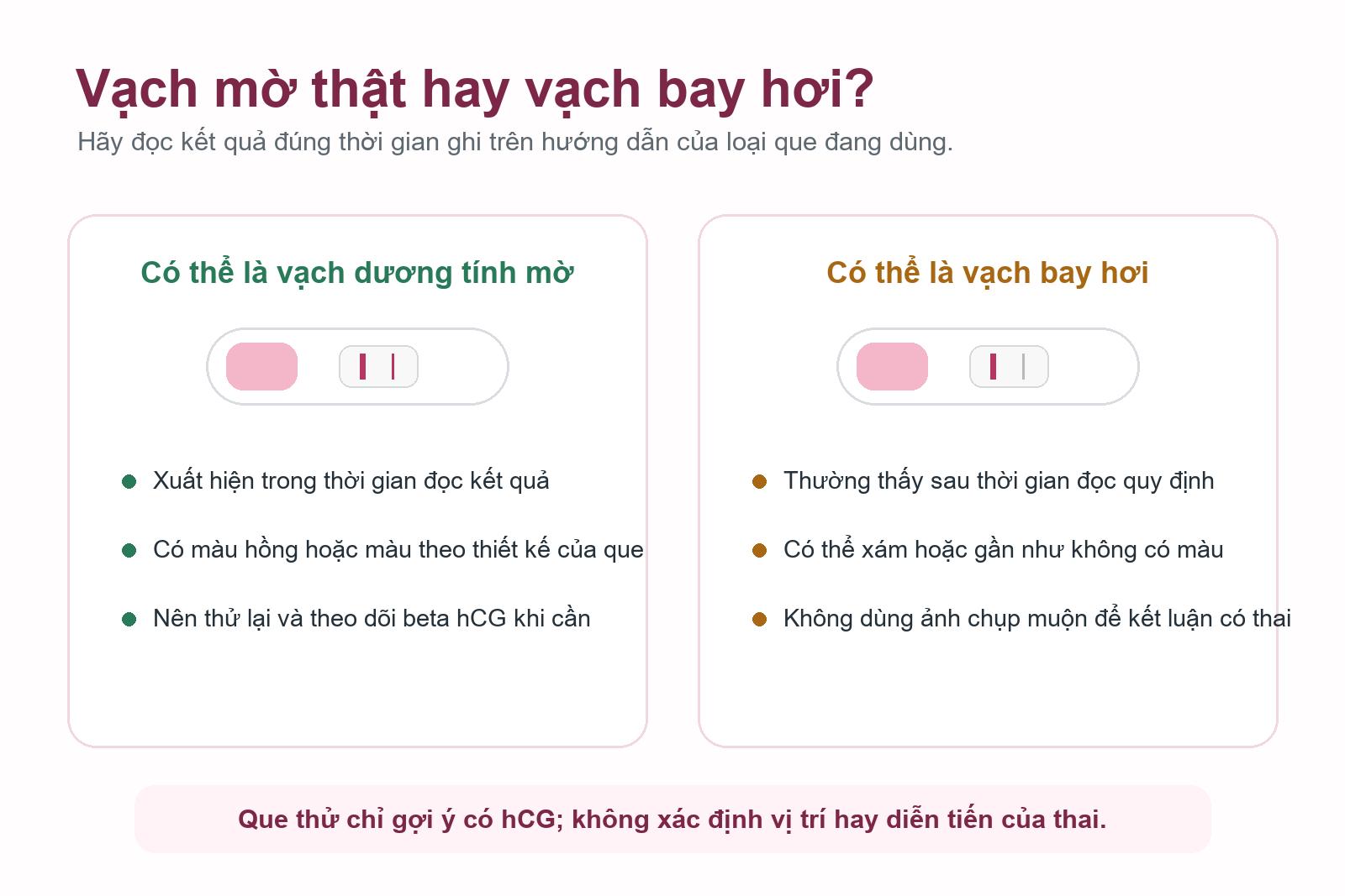 So sánh vạch dương tính mờ và vạch bay hơi trên que thử thai