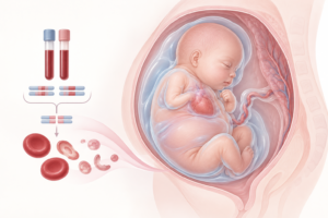 Sơ đồ minh họa phù thai do alpha-Thalassemia Hb Bart’s