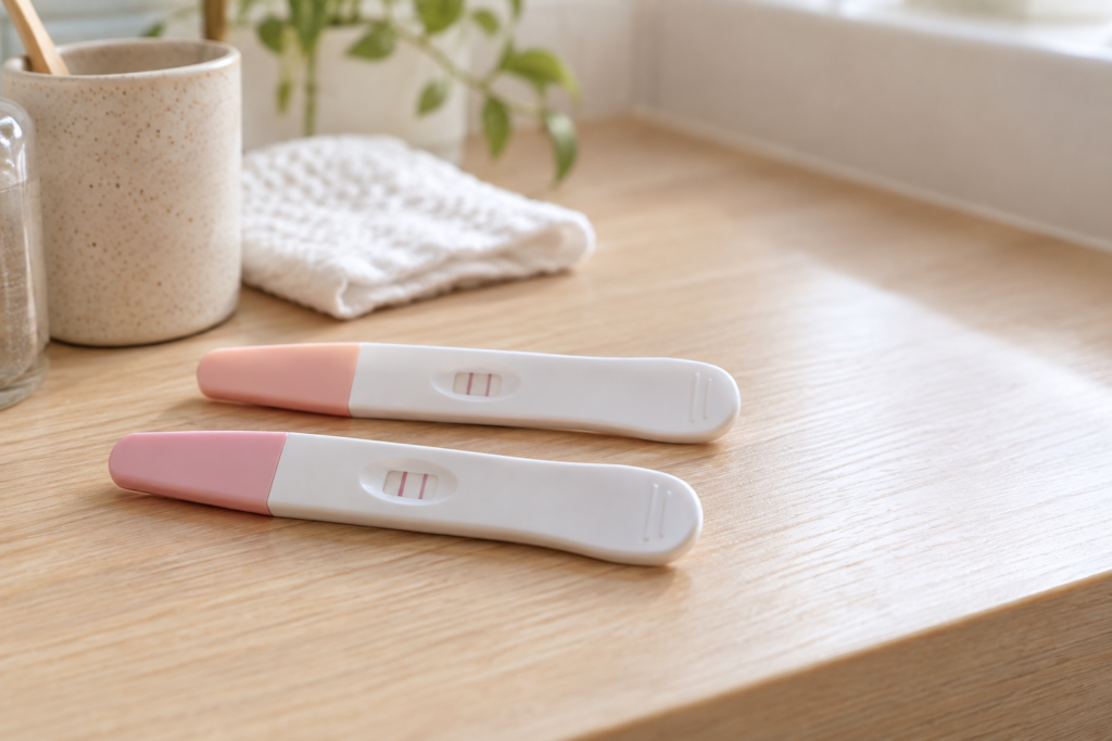 Hai que thử thai tại nhà với vạch thứ hai mờ và rõ khác nhau