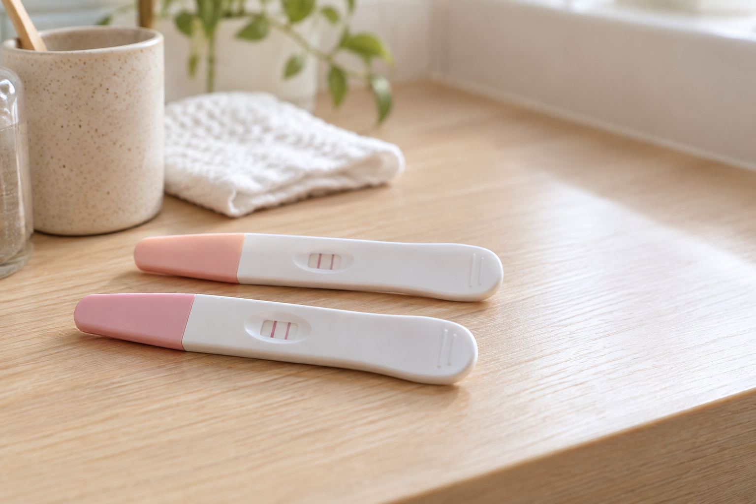 Hai que thử thai tại nhà với vạch thứ hai mờ và rõ khác nhau